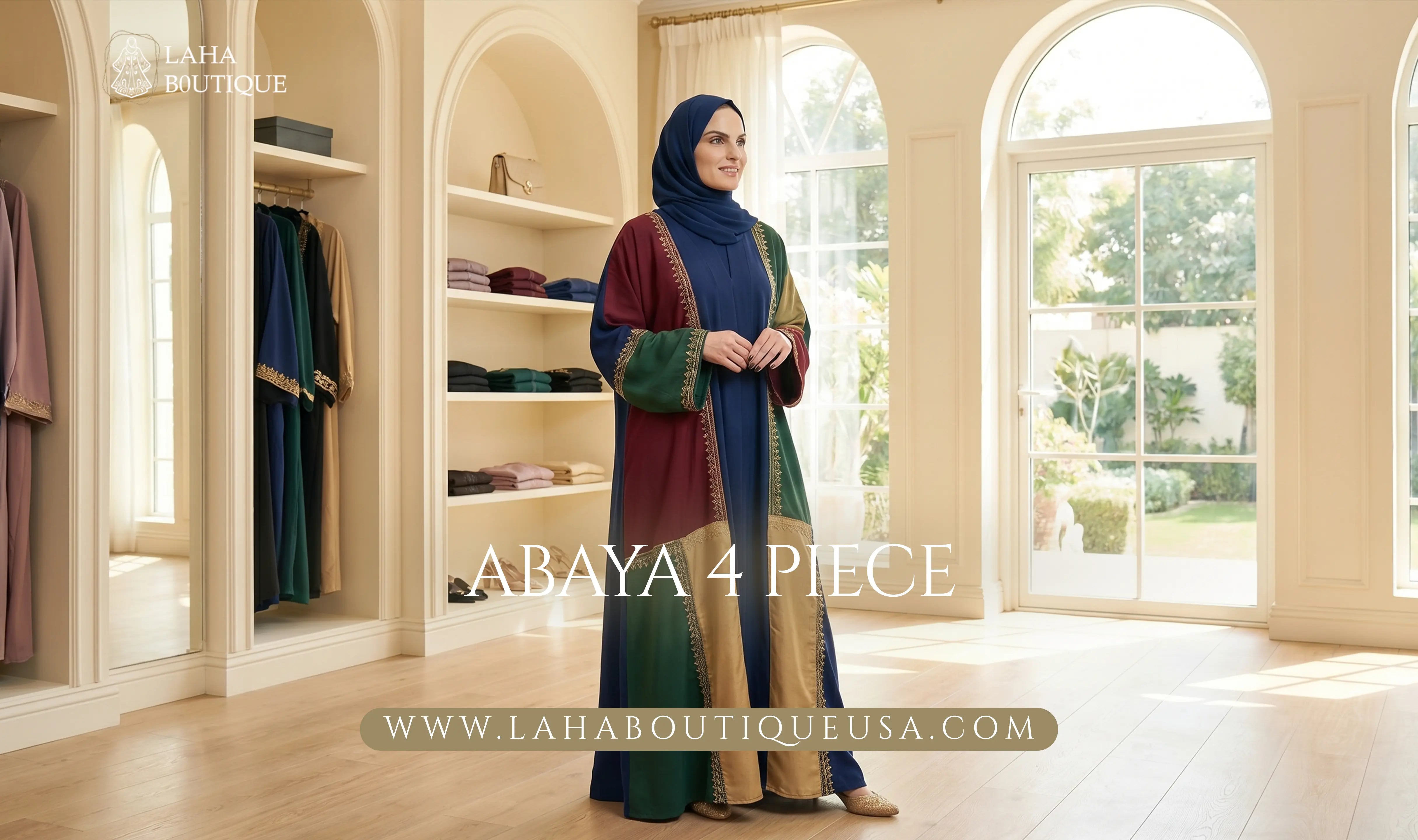 Abaya 4 Piece Set | Elegant Modest Fashion | Laha Boutique USA