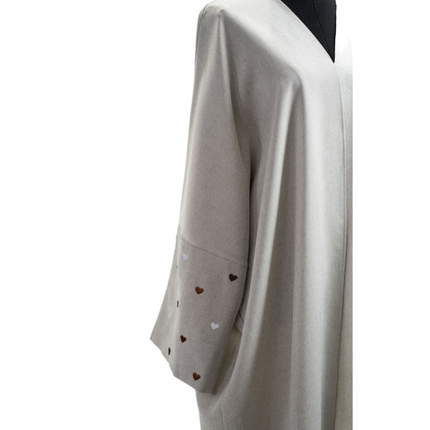 Linen Hearts Open Abaya