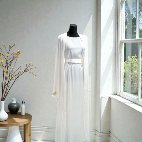 HQ Satin Abaya - 4pcs Decorated Belt