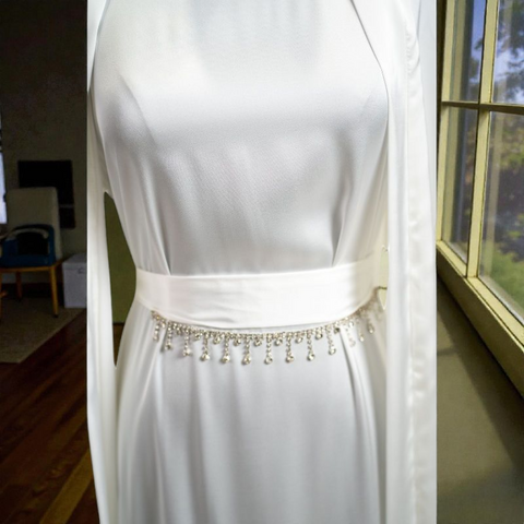 HQ Satin Abaya - 4pcs Decorated Belt
