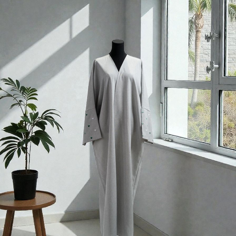 Linen Hearts Open Abaya