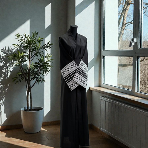 Linen Flowers Open Abaya