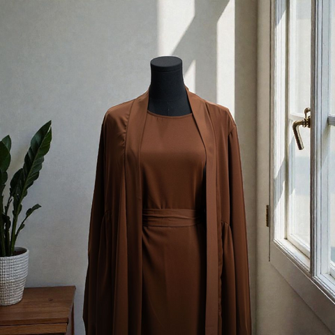 Crepe Open Abaya 3pcs
