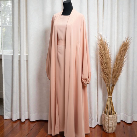 Crepe Open Abaya 3pcs