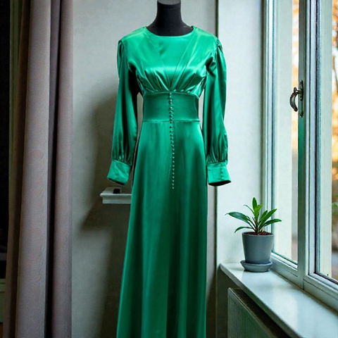Satin Dress - Middle Buttons