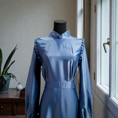 HQ Satin Dress - Shoulder Buttons