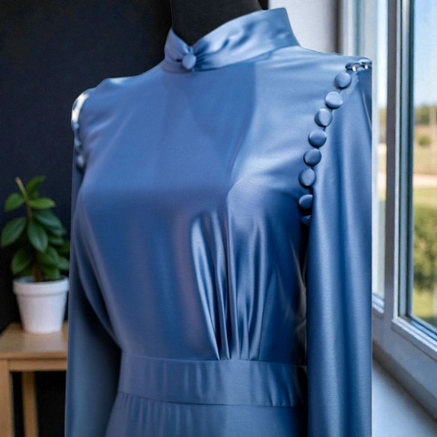 HQ Satin Dress - Shoulder Buttons