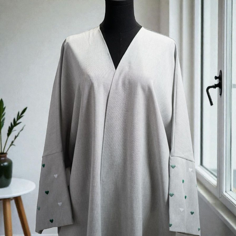 Linen Hearts Open Abaya