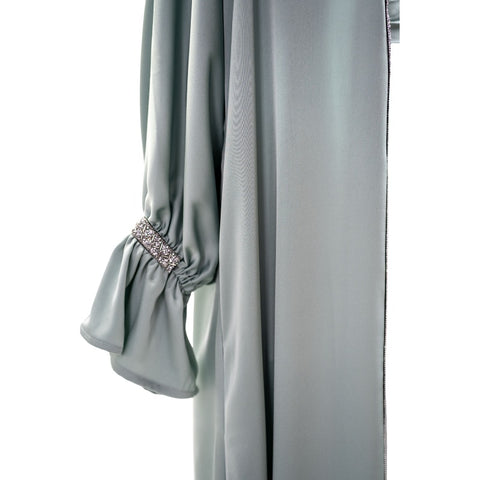 HQ Satin Abaya - 4pcs Tied Cuff