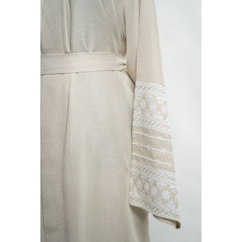 Linen Flowers Open Abaya